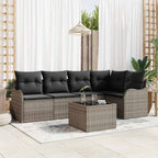 Gartensofa-set 6 pcs Grau Poly-Rattan