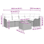 Gartensofa-set 6 pcs Hellgrau Poly-Rattan