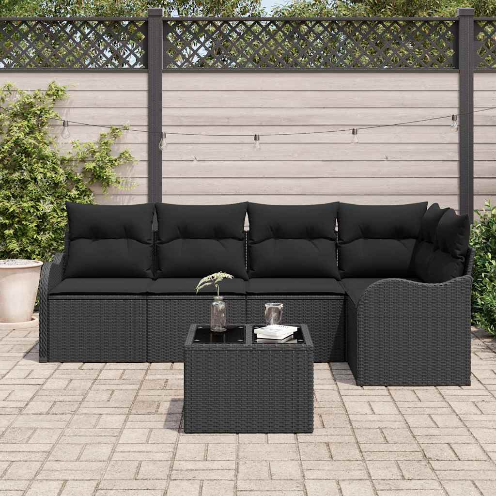 Gartensofa-set Schwarz Poly-Rattan
