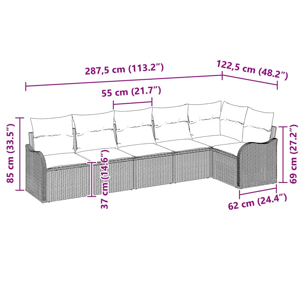 Gartensofa-set Hellgrau Poly-Rattan
