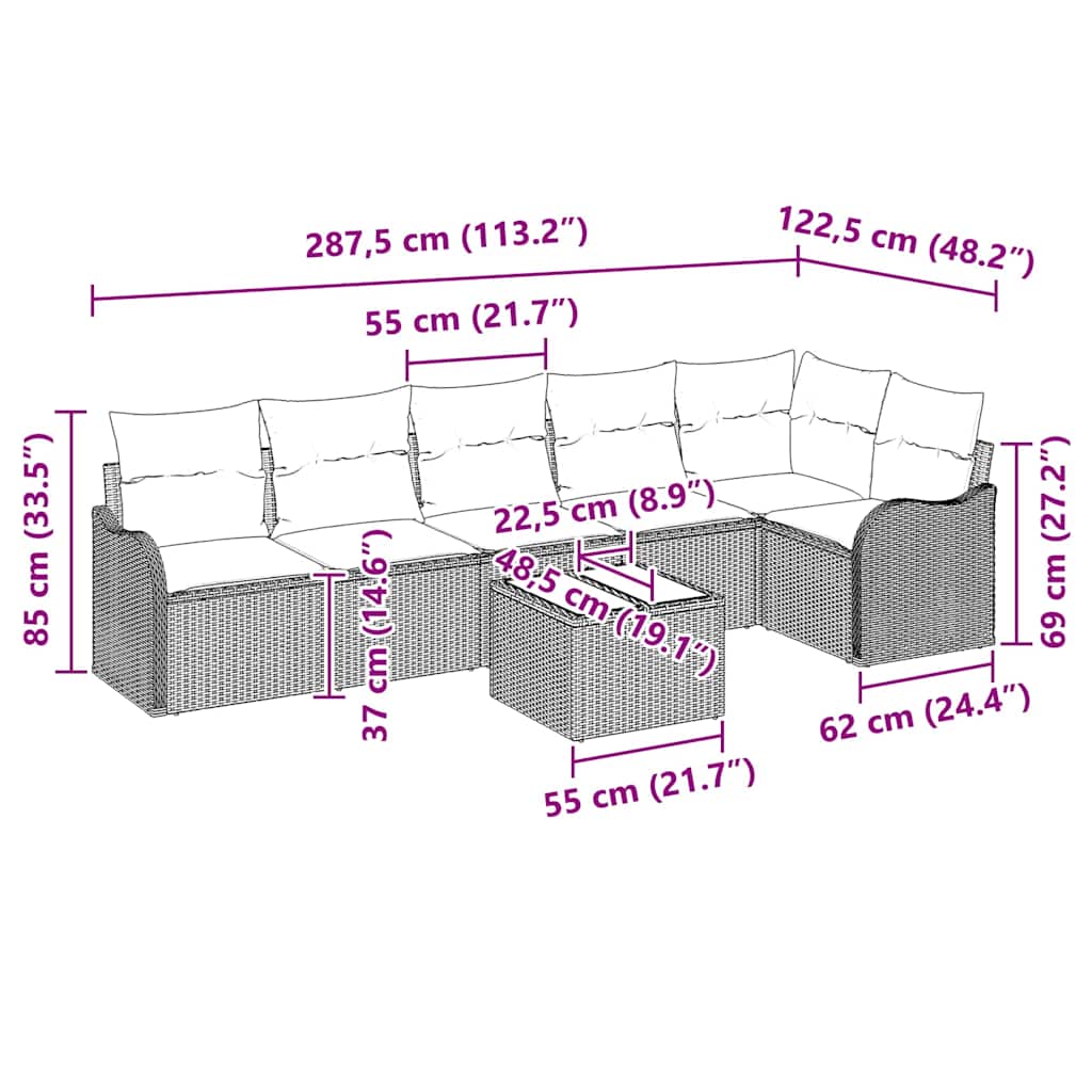 Gartensofa-set Grau Poly-Rattan