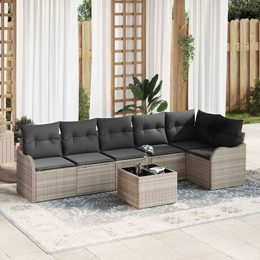 Gartensofa-set Hellgrau Poly-Rattan