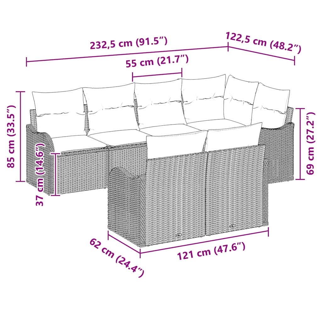 Gartensofa-set Hellgrau Poly-Rattan