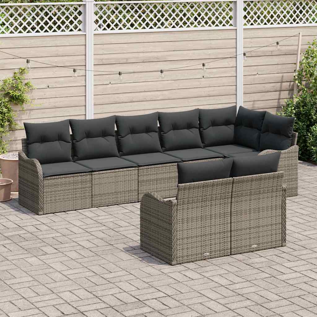 Gartensofa-set Grau Poly-Rattan