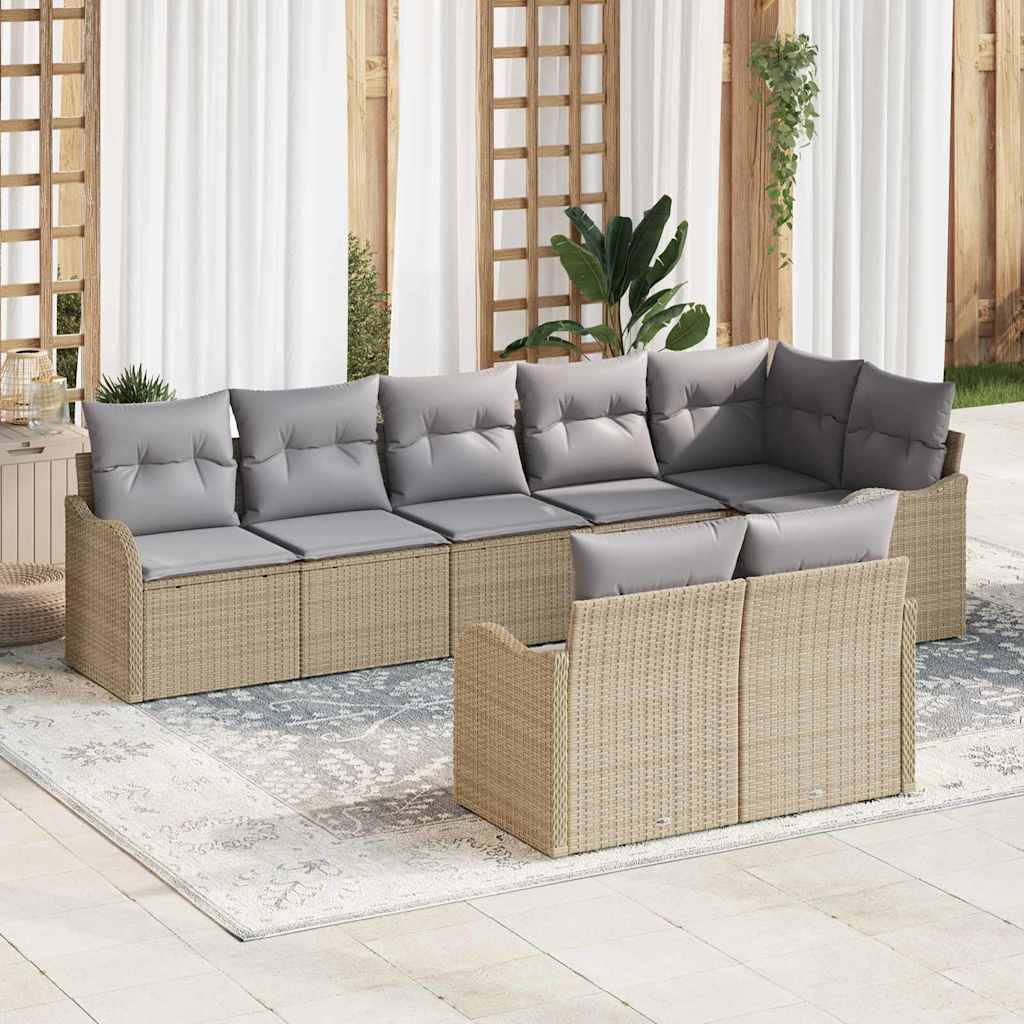 Gartensofa-set 8 pcs Beige Poly-Rattan