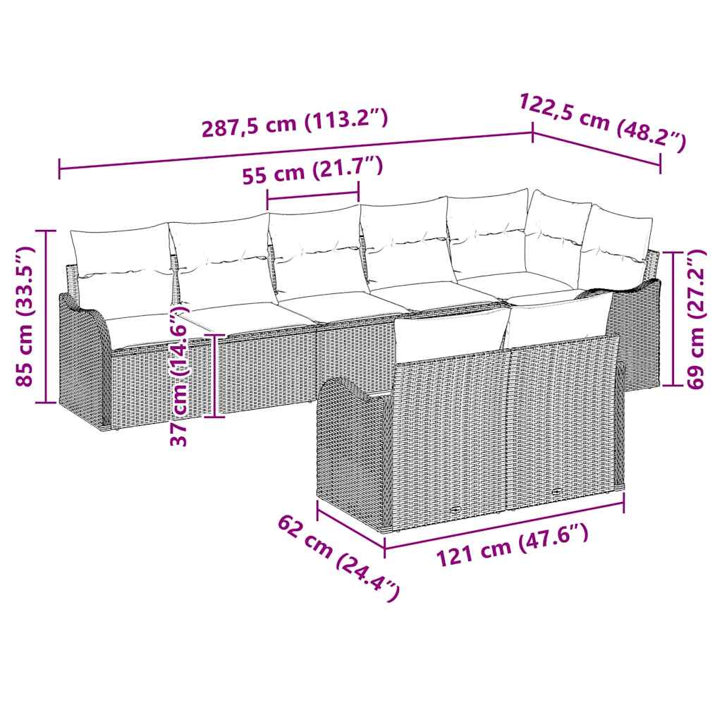 Gartensofa-set Hellgrau Poly-Rattan