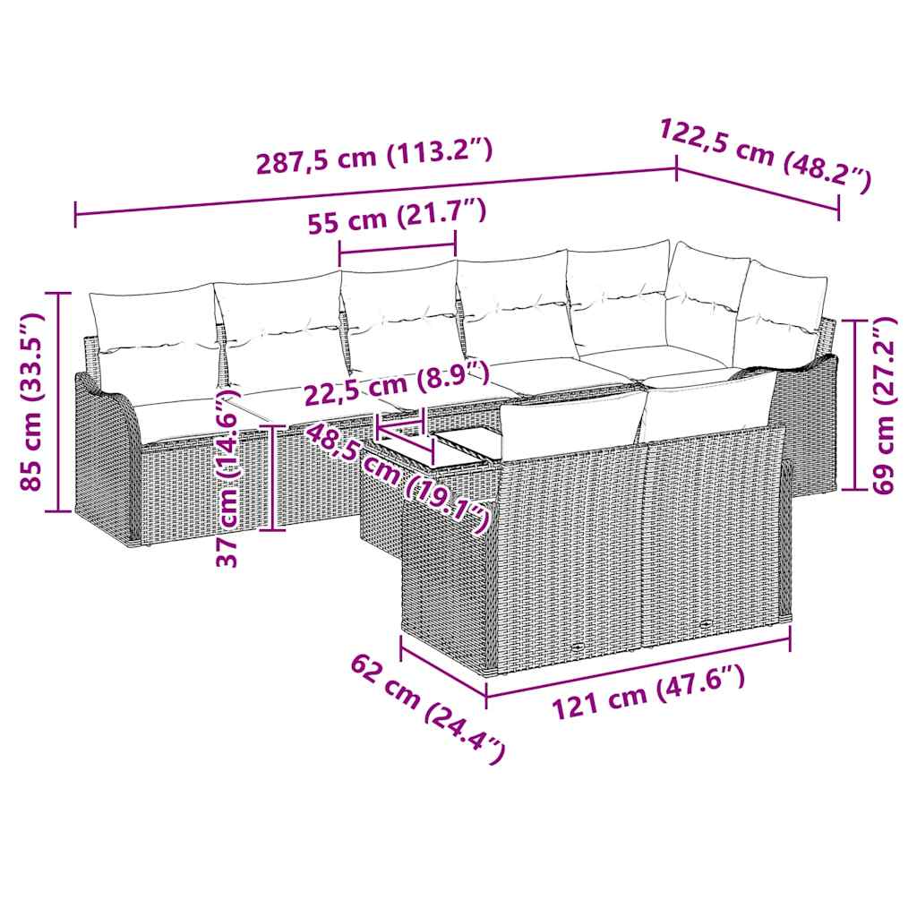 Gartensofa-set Braun Poly-Rattan