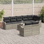 Gartensofa-set 9 pcs Hellgrau Poly-Rattan