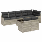 Gartensofa-set 9 pcs Hellgrau Poly-Rattan