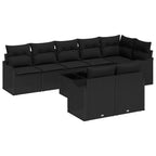 Gartensofa-set 9 pcs Schwarz Poly-Rattan