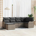 Gartensofa-set 6 pcs Grau Poly-Rattan