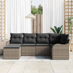 Gartensofa-set 6 pcs Grau Poly-Rattan
