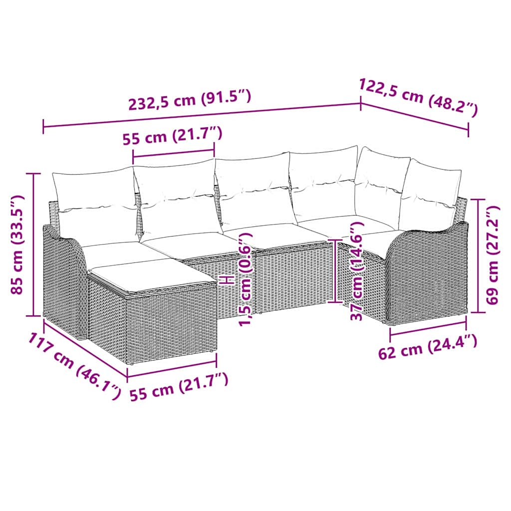 Gartensofa-set Hellgrau Poly-Rattan