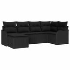 Gartensofa-set 6 pcs Schwarz Poly-Rattan