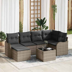 Gartensofa-set 7 pcs Grau Poly-Rattan