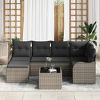 Gartensofa-set 7 pcs Grau Poly-Rattan