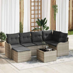 Gartensofa-set 7 pcs Hellgrau Poly-Rattan