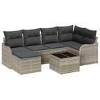 Gartensofa-set 7 pcs Hellgrau Poly-Rattan