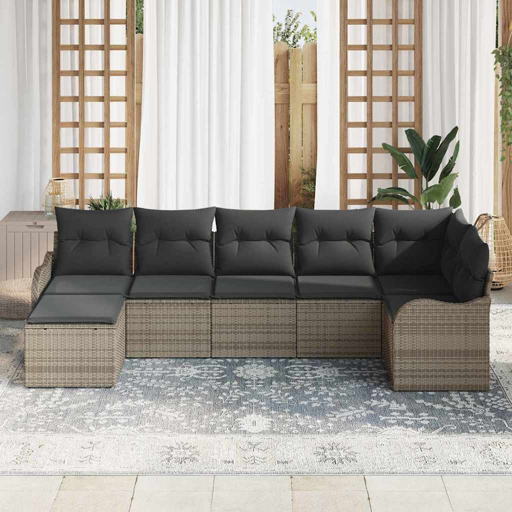 Gartensofa-set Grau Poly-Rattan
