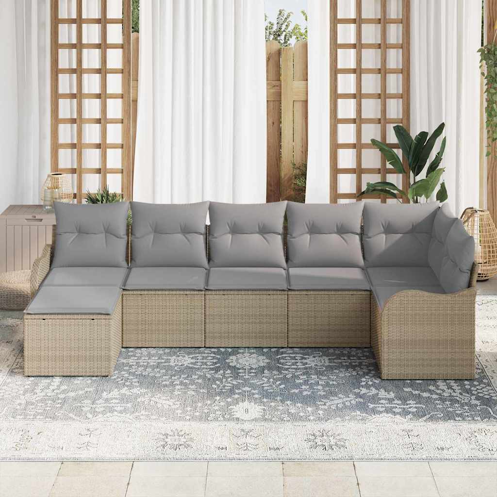 Gartensofa-set 7 pcs Beige Poly-Rattan