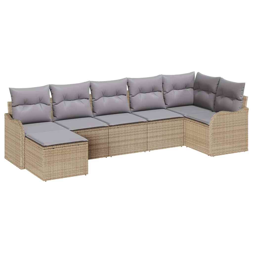 Gartensofa-set 7 pcs Beige Poly-Rattan