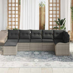 Gartensofa-set 7 pcs Hellgrau Poly-Rattan