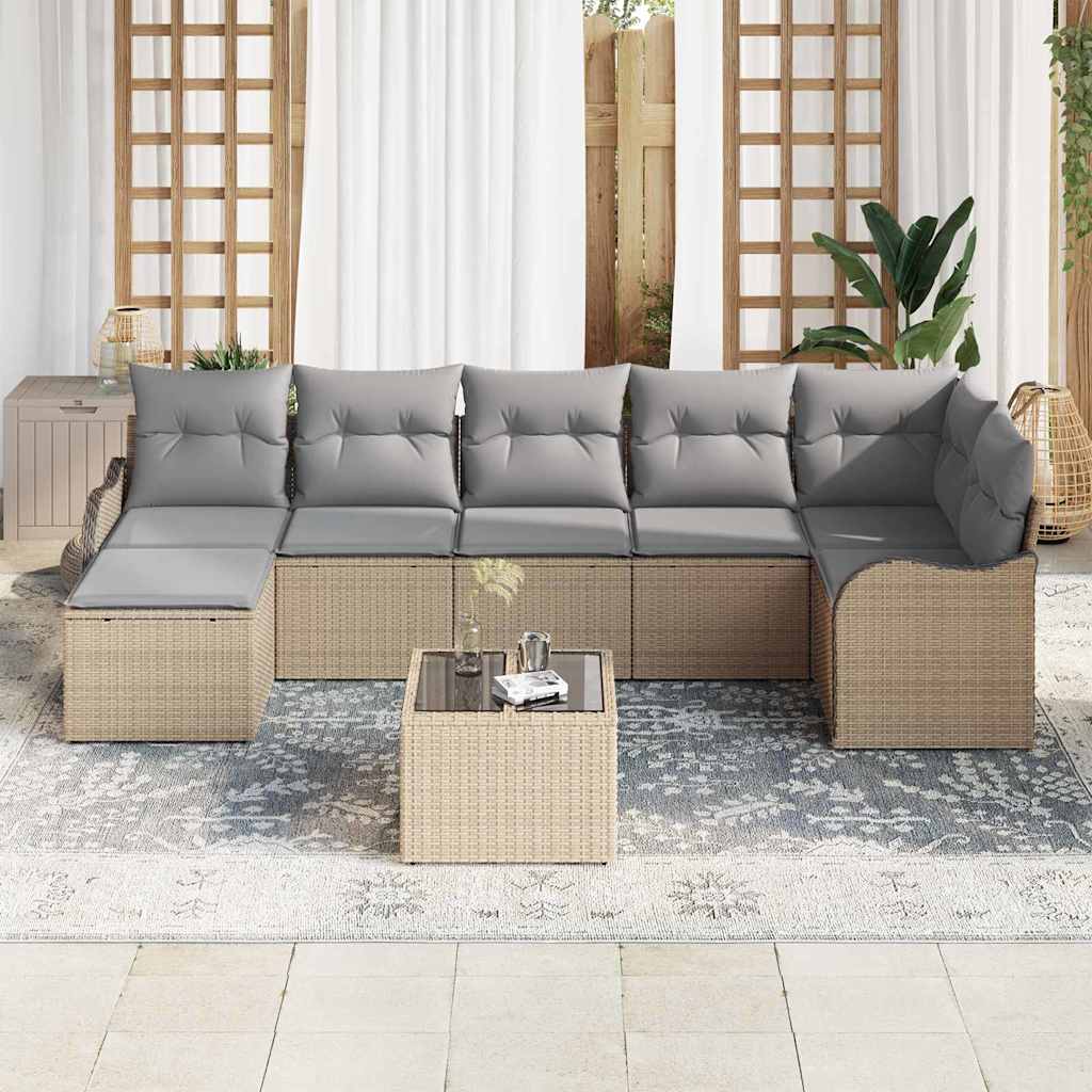 Gartensofa-set Beige Poly-Rattan