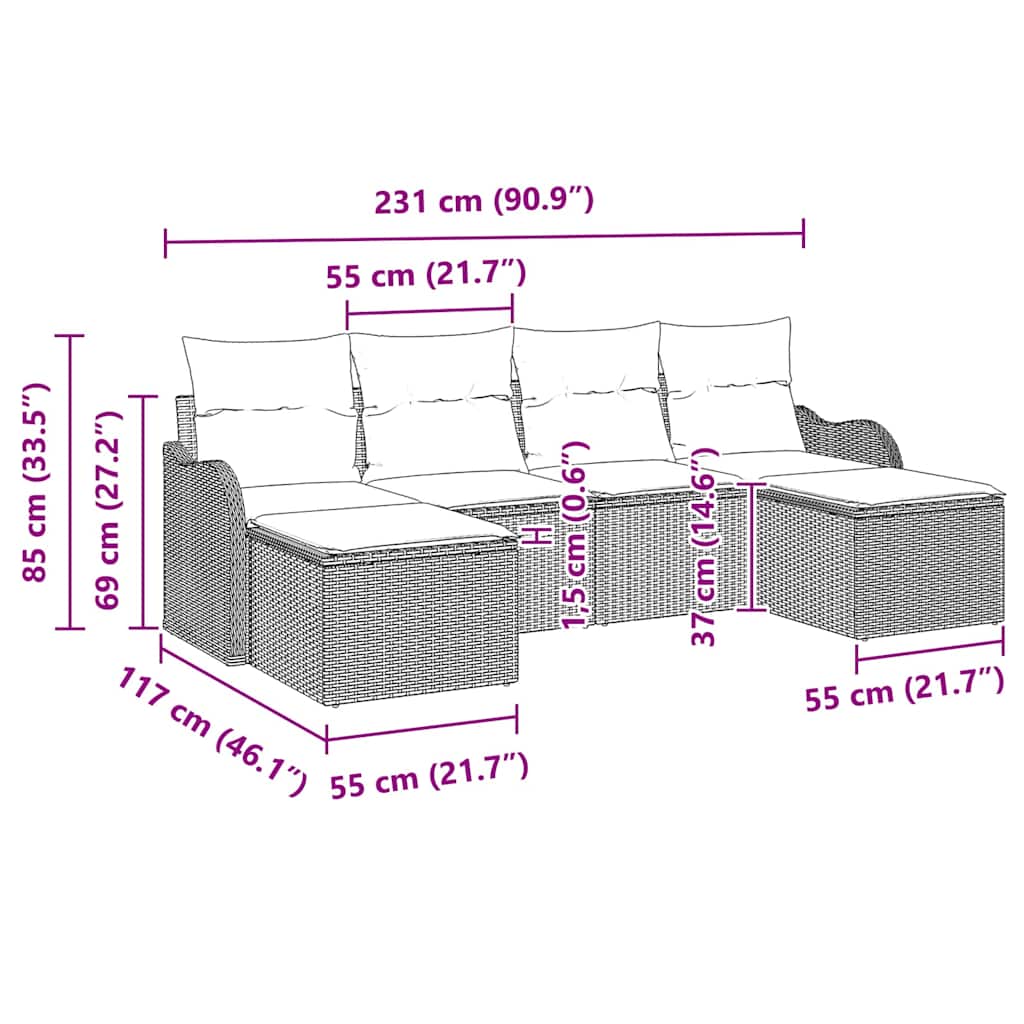 Gartensofa-set Braun Poly-Rattan