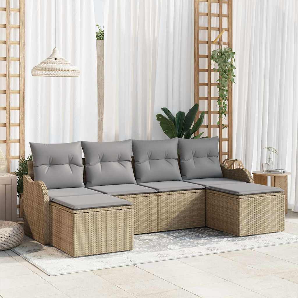 Gartensofa-set Beige Poly-Rattan