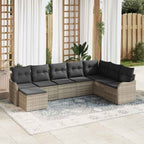 Gartensofa-set 8 pcs Hellgrau Poly-Rattan