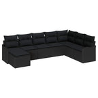 Gartensofa-set 8 pcs Schwarz Poly-Rattan