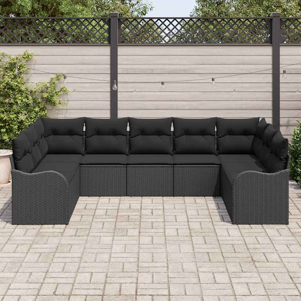 Gartensofa-set Schwarz Poly-Rattan