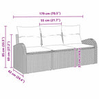 Gartensofa-set Schwarz Poly-Rattan