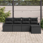 Gartensofa-set 5 pcs Schwarz Poly-Rattan