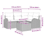 Gartensofa-set 5 pcs Schwarz Poly-Rattan