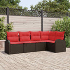 Gartensofa-set 5 pcs Braun Poly-Rattan
