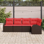 Gartensofa-set 5 pcs Braun Poly-Rattan