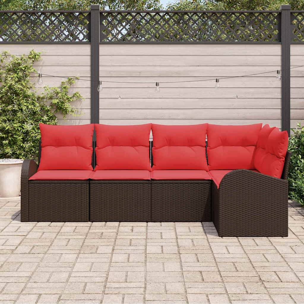Gartensofa-set 5 pcs Braun Poly-Rattan