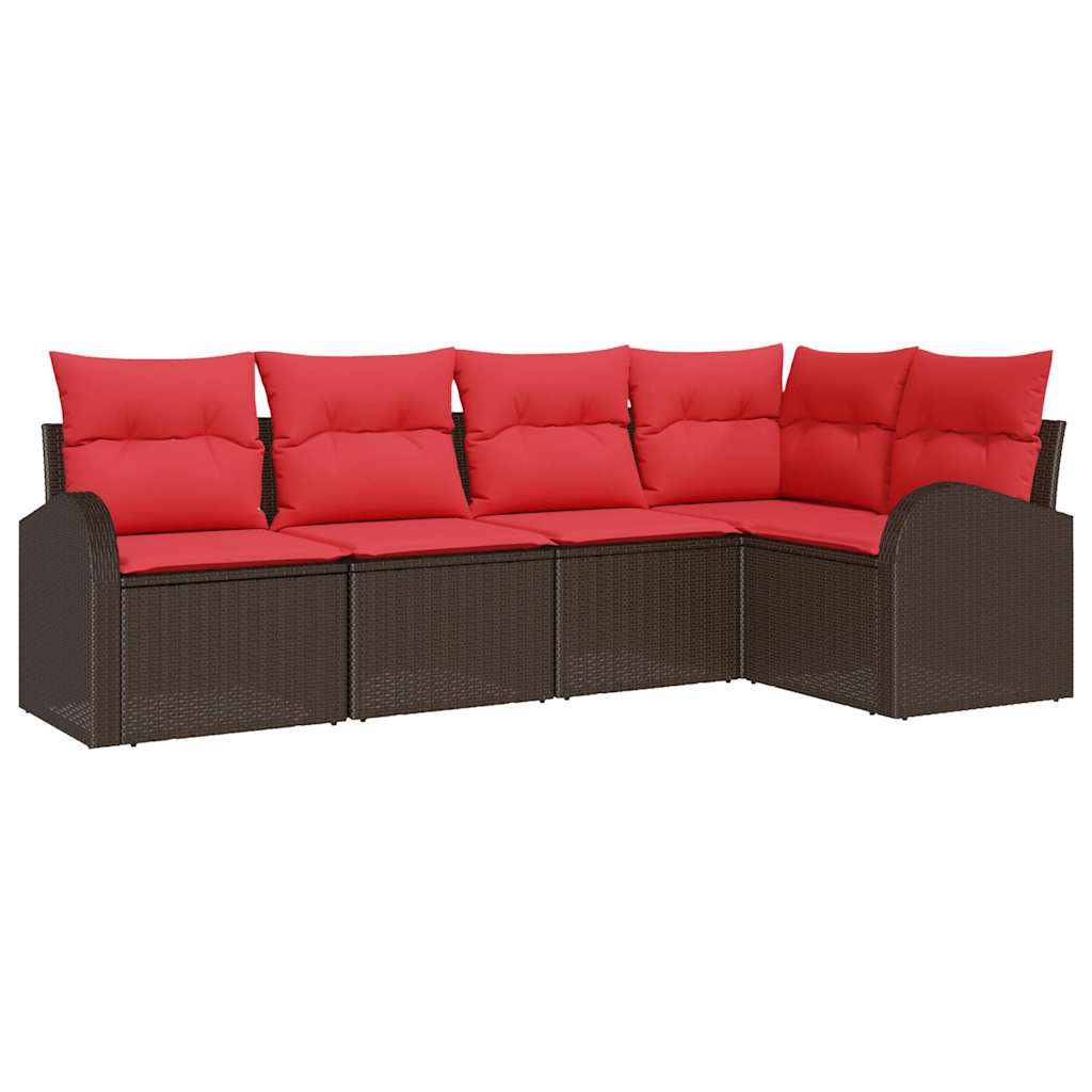 Gartensofa-set 5 pcs Braun Poly-Rattan