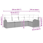 Gartensofa-set 5 pcs Braun Poly-Rattan