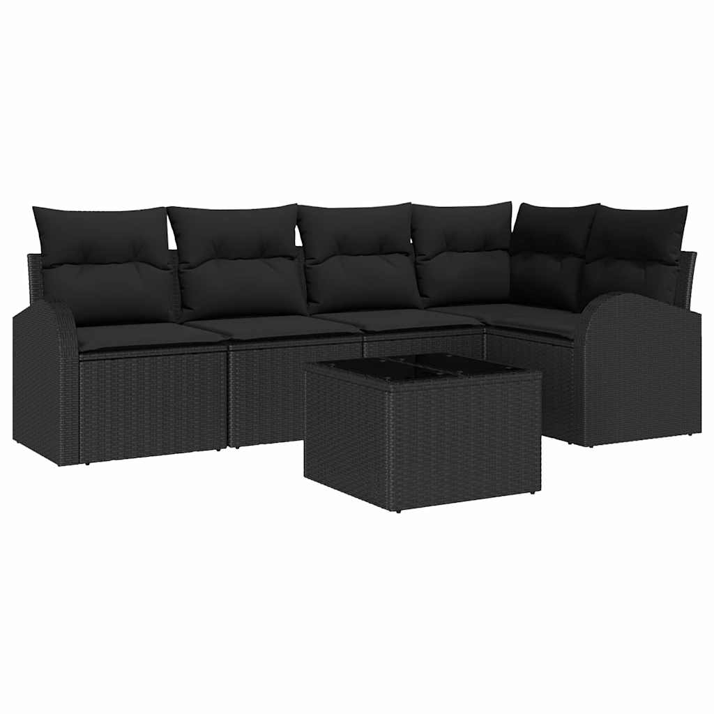 Sofa Set mit Kissen Schwarz Polyester