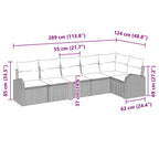Gartensofa-set 6 pcs Schwarz Poly-Rattan