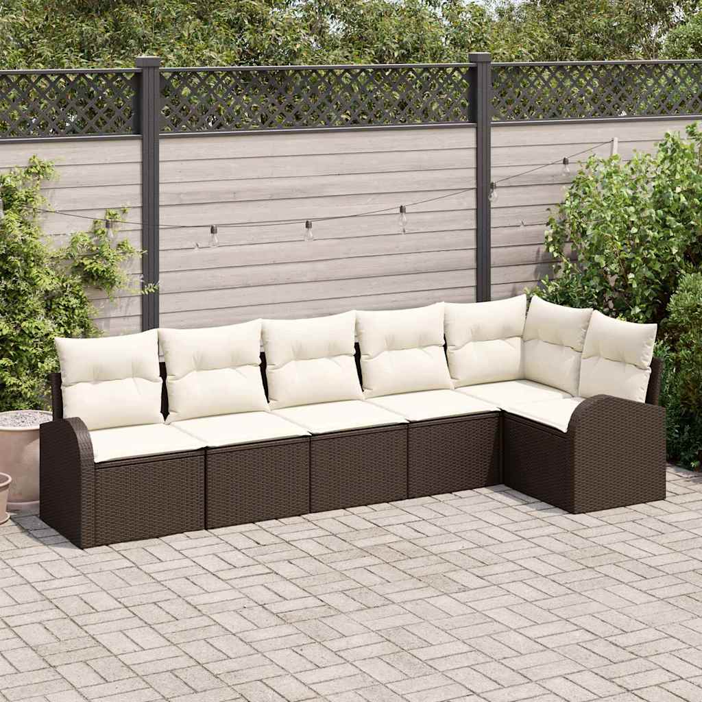 Gartensofa-set 6 pcs Braun Poly-Rattan