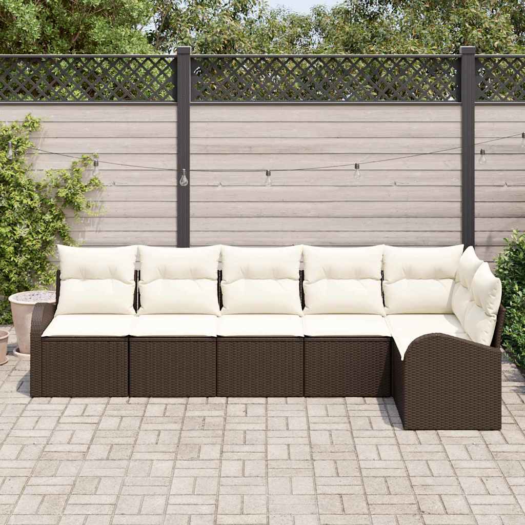 Gartensofa-set 6 pcs Braun Poly-Rattan
