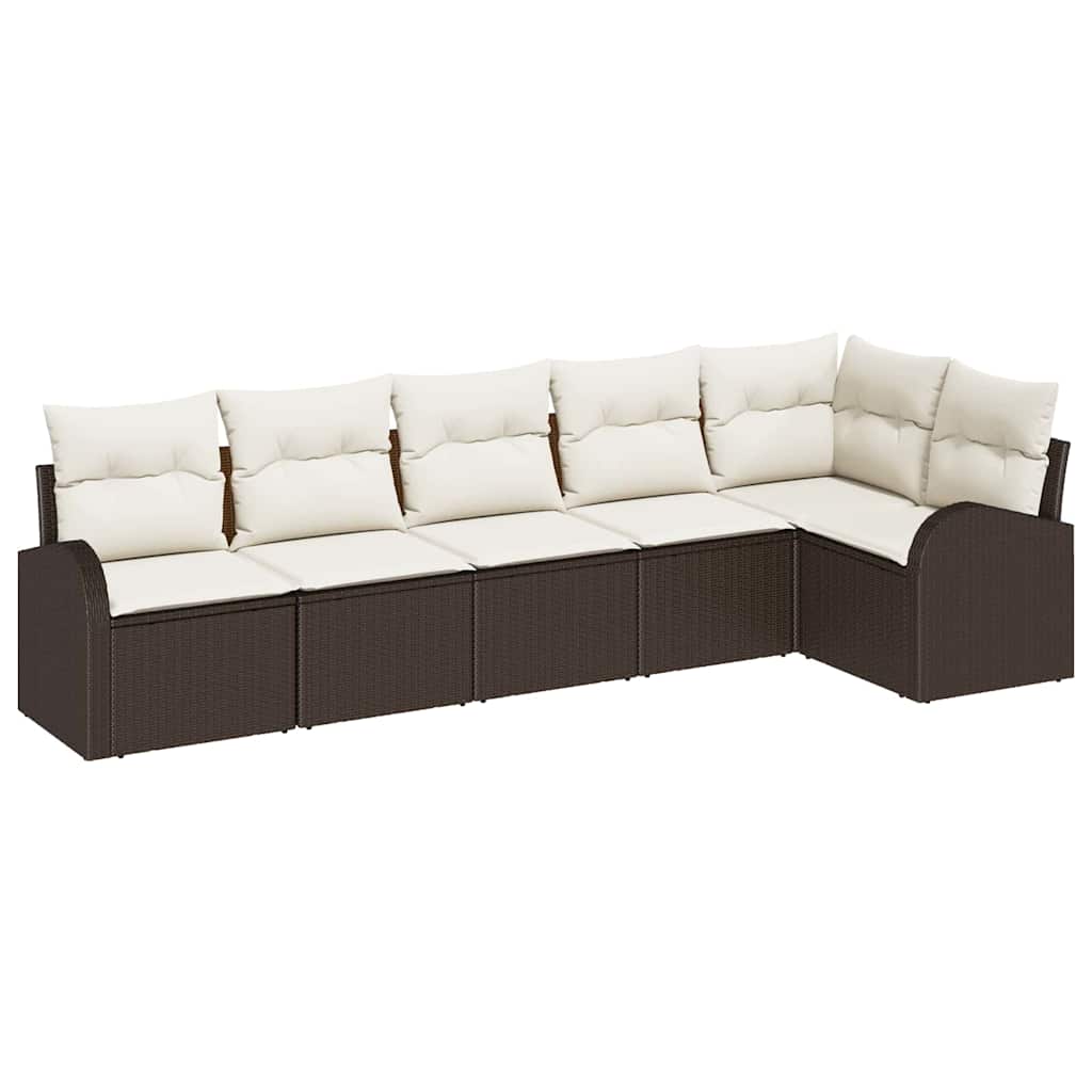 Gartensofa-set 6 pcs Braun Poly-Rattan