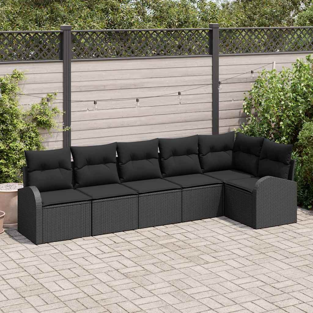 Gartensofa-set Schwarz Poly-Rattan