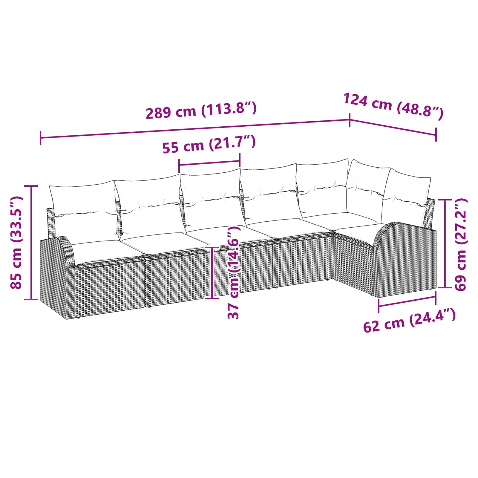 Gartensofa-set Braun Poly-Rattan