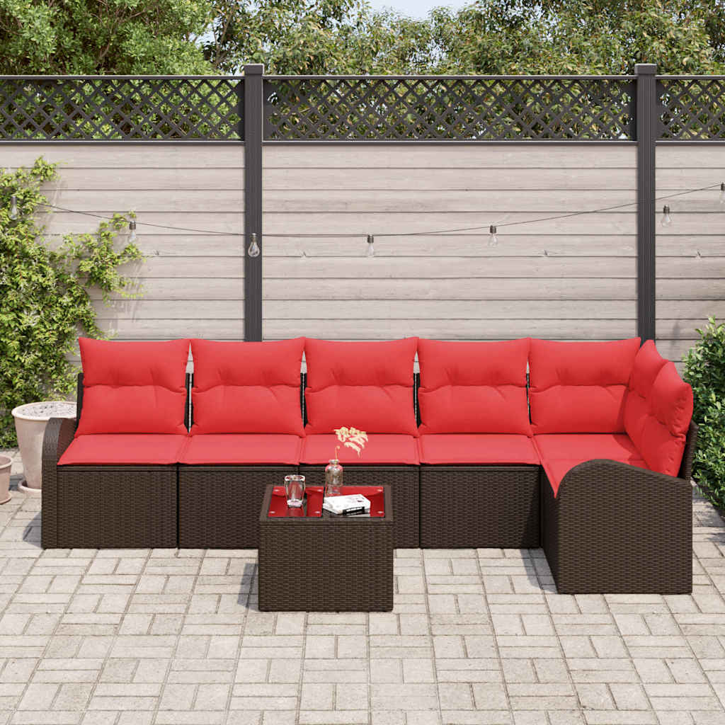 Gartensofa-set 7 pcs Braun Poly-Rattan