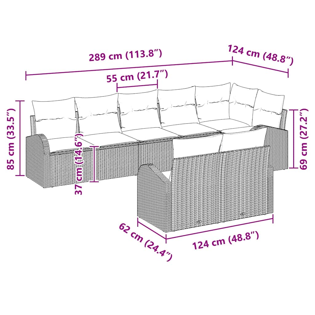 Gartensofa-set Hellgrau 55 x 55 x 37 cm Poly-Rattan