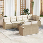 Gartensofa-set 9 pcs Poly-Rattan